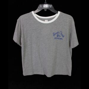 SUMMIT CROPPED RINGER TEE RACK CHALK JAYHAWK UNIVERSITY OF KANSAS SZ M NWT
